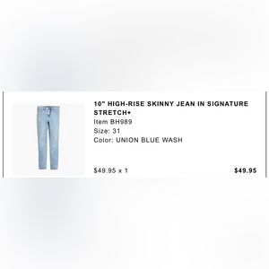 J. Crew factory Women’s 10” high rise skinny jean - Signature stretch+
